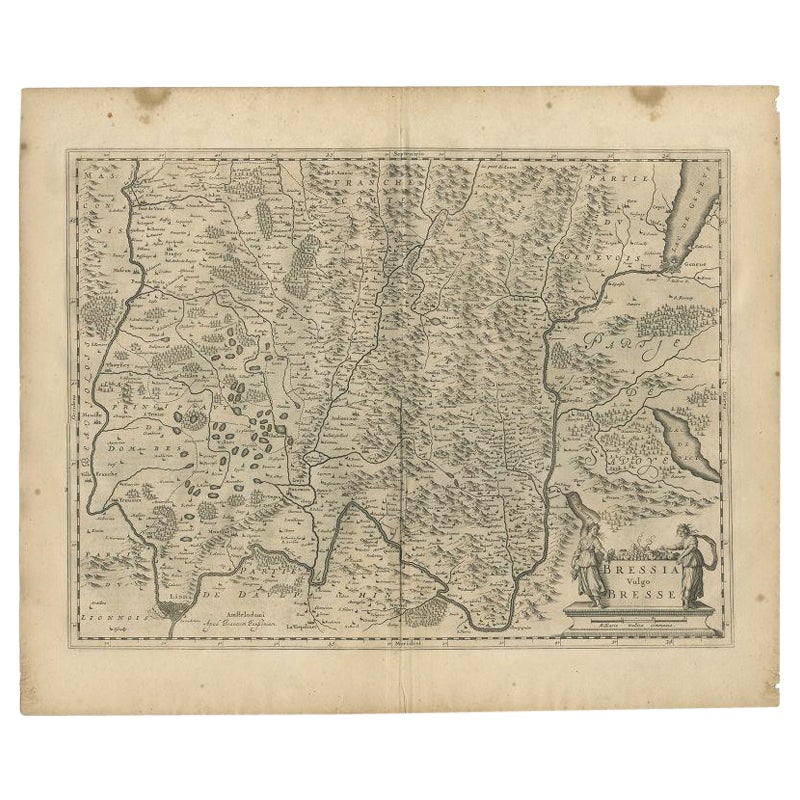 Carte ancienne de la région de Bresse par Janssonius, 1657