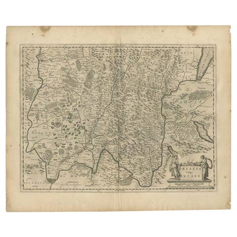 Antique Map of the Region of Bresse by Janssonius, 1657