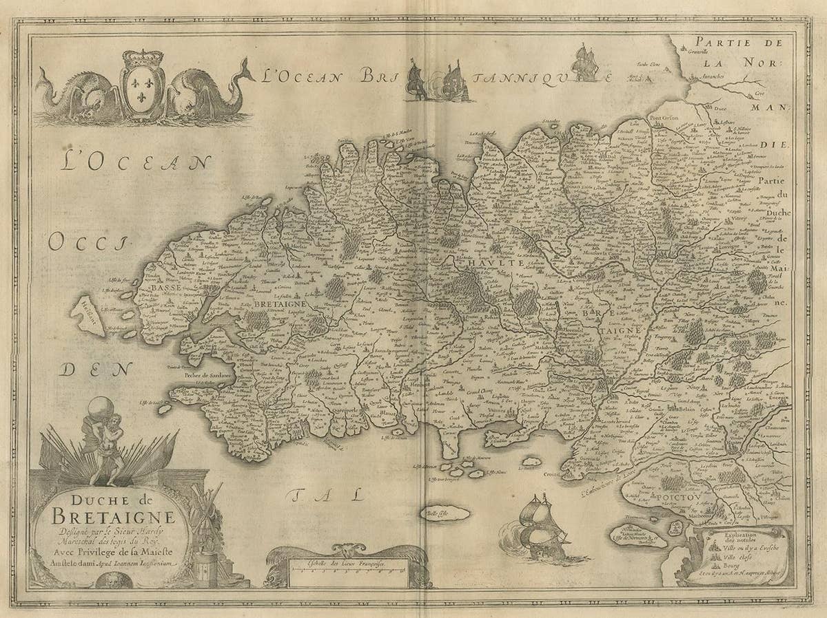 Antique Map of the Region of Bretagne by Janssonius '1657'