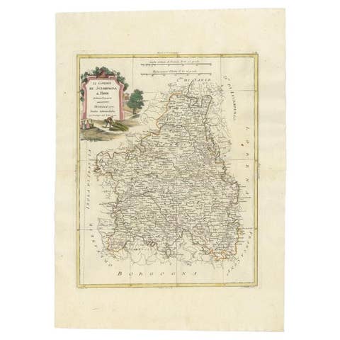 Antique Map of the Region of Brie and Champagne by Zatta, 1779