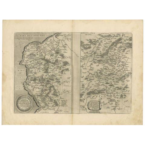 Antique Map of the Region of Calais and The Vermandois Region by Ortelius