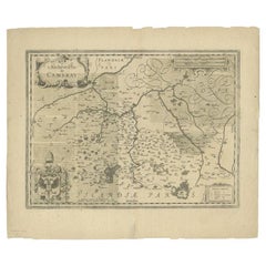 Antike Karte der Region Cambrai in Frankreich, um 1630