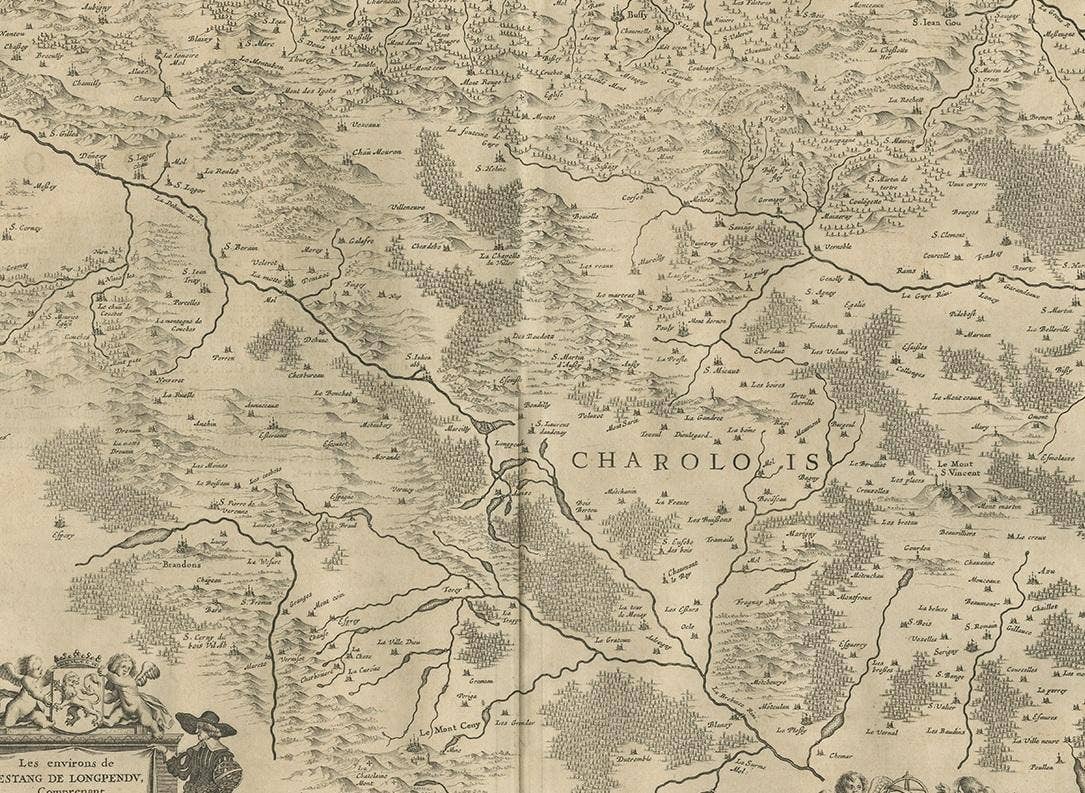 Antique Map of the Region of Charolais by Janssonius, 1657