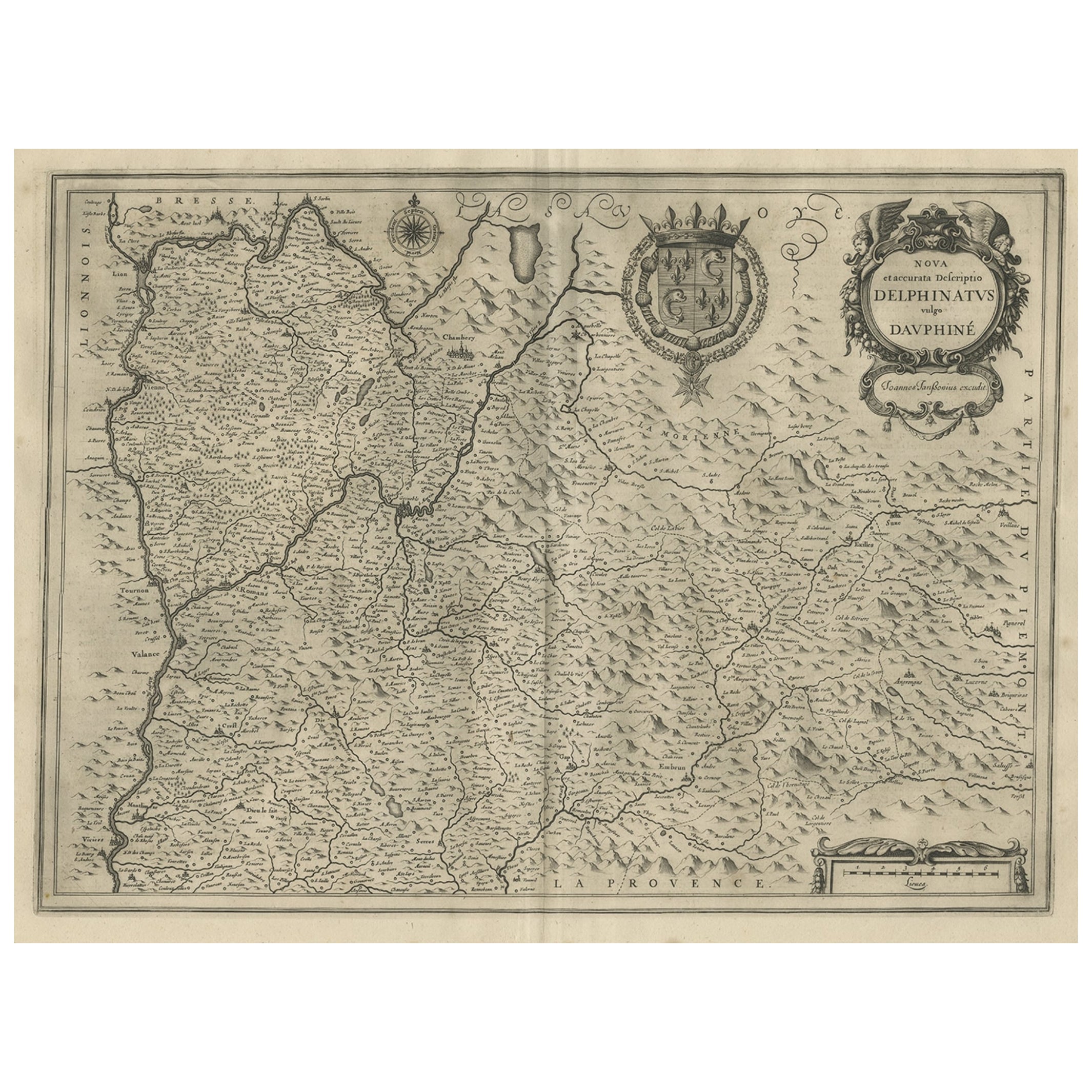Carta geografica antica della regione del Delfinato di Janssonius, 1657
