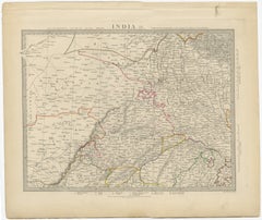 Antique Map of the Region of Delhi in India, 1833