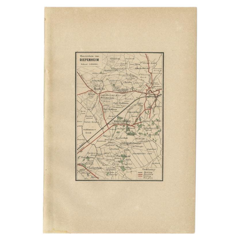 Antike Karte der Region Diepenheim von Craandijk, 1884 im Angebot
