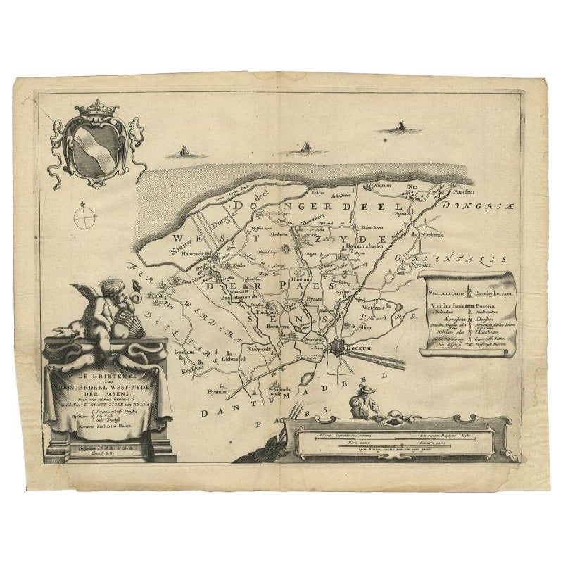 Carta geografica antica della regione di Dongeradeel di Schotanus, 1664