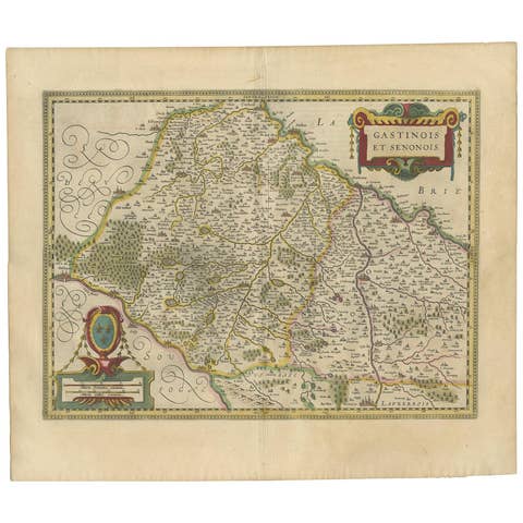 Antique Map of the Region of Étampes and Sens by Hondius, circa 1630