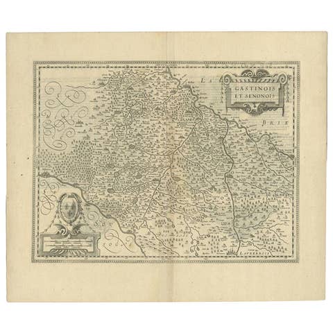 Antique Map of the Region of Étampes and Sens by Janssonius, c.1650