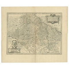 Mapa antiguo de la región de Étampes y Sens por Janssonius, c.1650