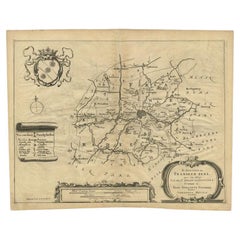 Antique Map of the Region of Franekeradeel, Friesland, The Netherlands, 1664