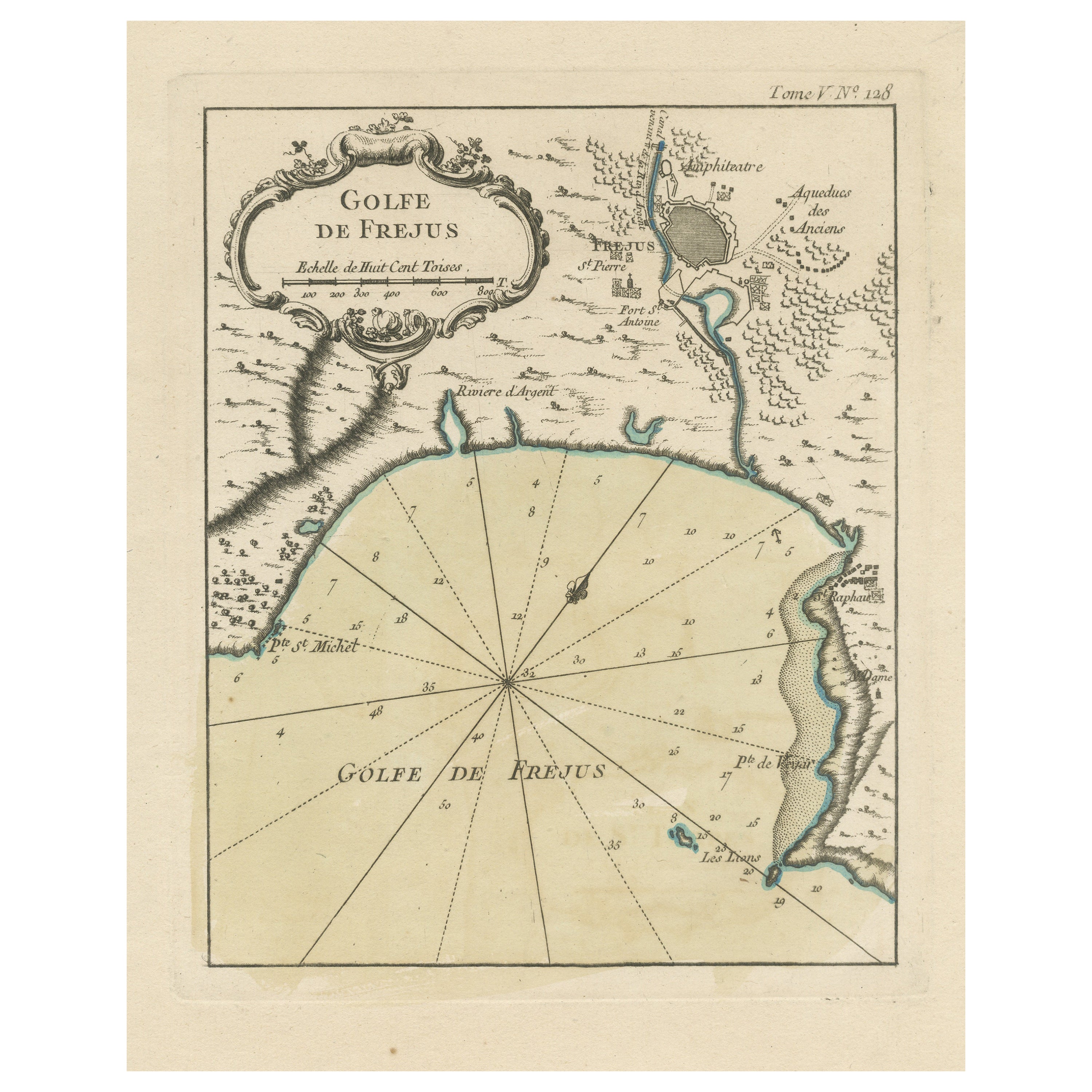 Carta geografica antica della regione del Fréjus, Francia