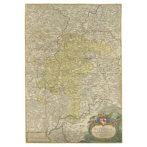Antique Map of the Region of Fulda by Homann, c.1730