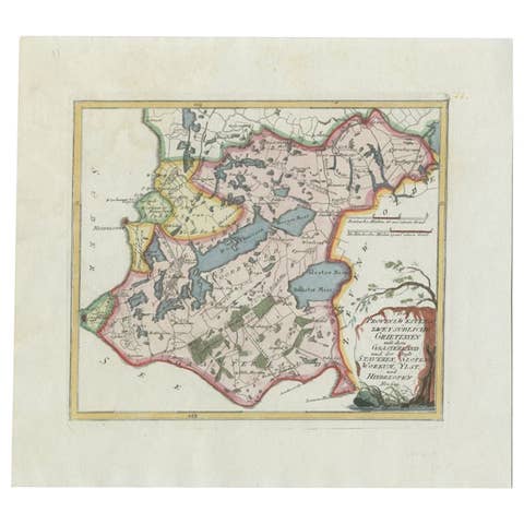 Antique Map of the Region of Gaasterland, Friesland, The Netherlands, 1791
