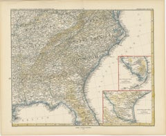 Antique Map of the Region of Georgia with Inset Maps of Florida and Texas