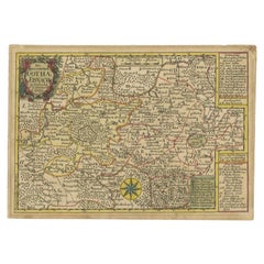 Antike Karte der Region Gotha, Thuringia, Deutschland, 1749