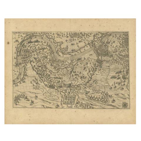 Antique Map of the Region of Grave by Orlers, 1615