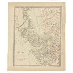 Antique Map of the Region of Gujarat and Cutch in India, 1833