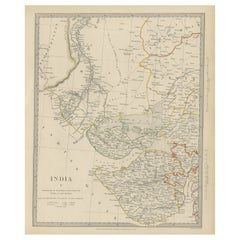 Carta geografica antica della regione del Gujarat e del Cutch in India, 1833