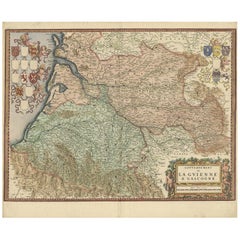 Antique Cartographic Treasures: A Journey Through the Gascogne and Guyenne Regions, 1680