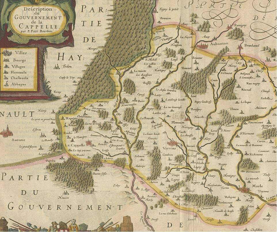 Antique Map of the Region of Hauts-de-France by Hondius, circa 1630