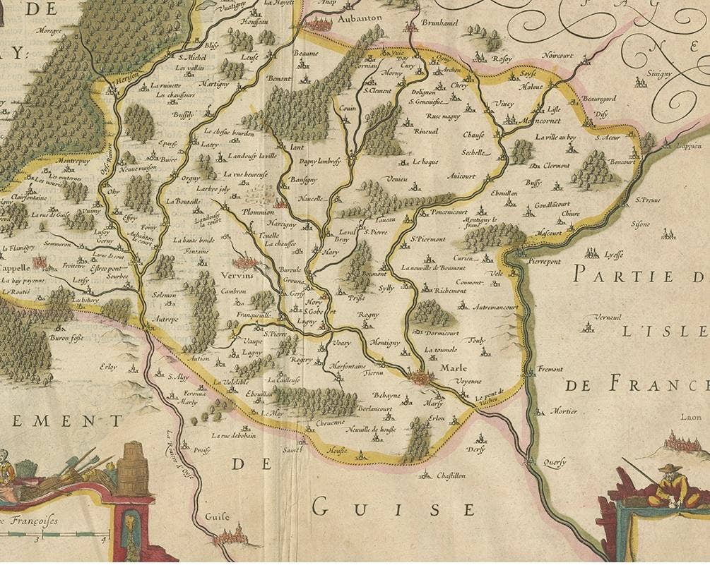 Antique Map of the Region of Hauts-de-France by Hondius, circa 1630