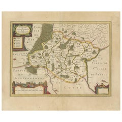 Antike Karte der Region Hauts-de-France von Hondius:: um 1630