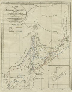 Antique Map of the Region of Hokkaido, Island of Japan, 1812