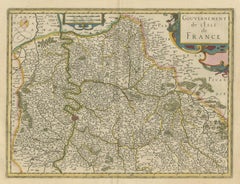 Antique Map of the Region of Île-de-France by Hondius, circa 1630