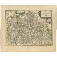 Antique Map of the Region of Île-de-France by Hondius, circa 1630