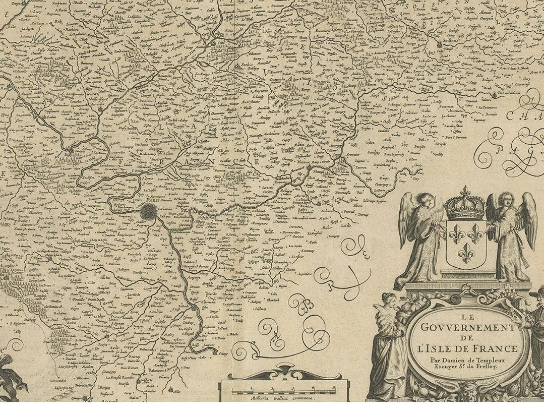 Antique Map of the Region of 'Île de France' by Janssonius, circa 1650