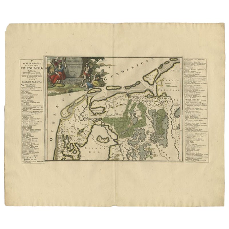 Carta geografica antica della regione di Kennemerland e Eems di Halma, 1718