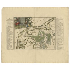 Carta geografica antica della regione di Kennemerland e Eems di Halma, 1718