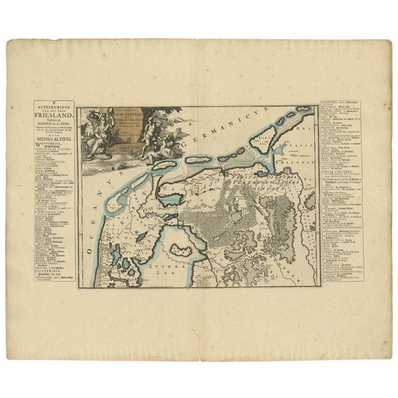 Carte ancienne de la région de Kennemerland et d'Eems par Halma, 1718