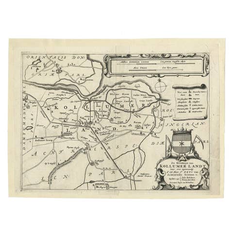 Antique Map of the Region of Kollumerland by Schotanus, 1664