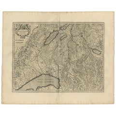 Carte ancienne de la région du lac Léman par Janssonius '1657'