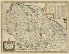 Antique Map of the Region of Le Mans 'France' by Blaeu, circa 1640