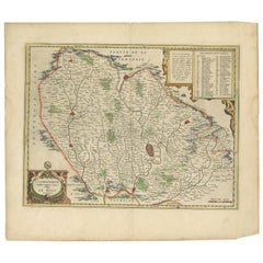 Antique Map of the Region of Le Mans 'France' by Blaeu, circa 1640