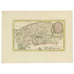 Carte ancienne de la région de Leeuwarden et de Dokkum aux Pays-Bas, 1791