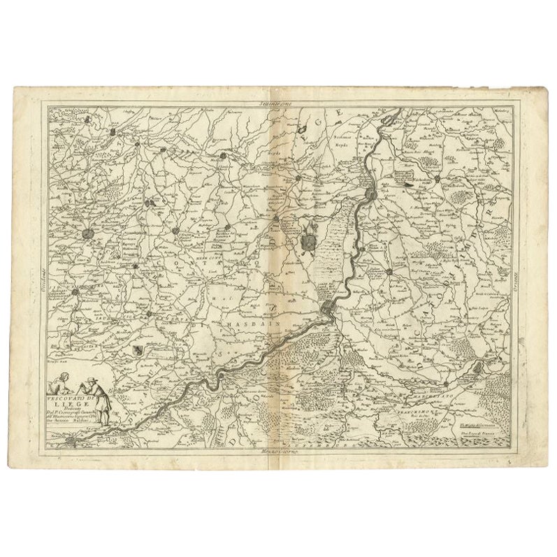 Carte ancienne de la région de Liège par Coronelli, 1690