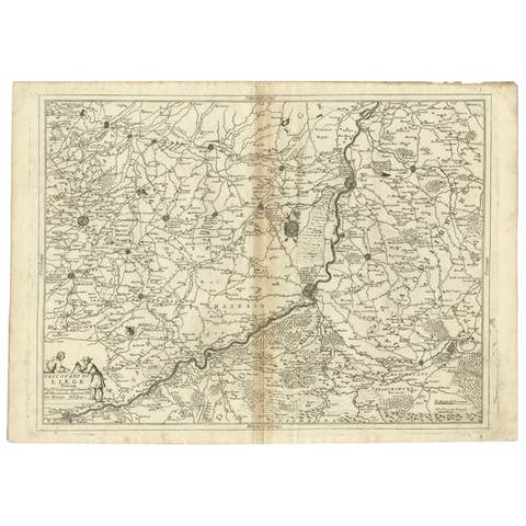 Antique Map of the Region of Liege by Coronelli, 1690