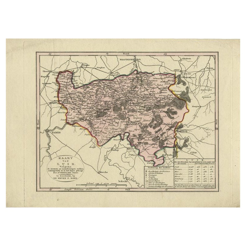 Antique Map of the Region of Luik by Veelwaard, c.1840