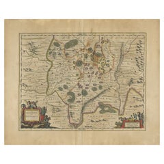Carta geografica antica della regione di Lione di Janssonius, 1657
