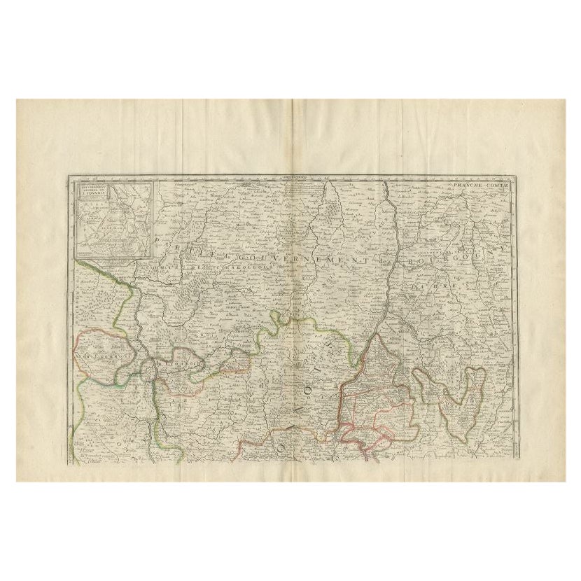 Mapa antiguo de la región de Lyonnais por Nolin, 1697
