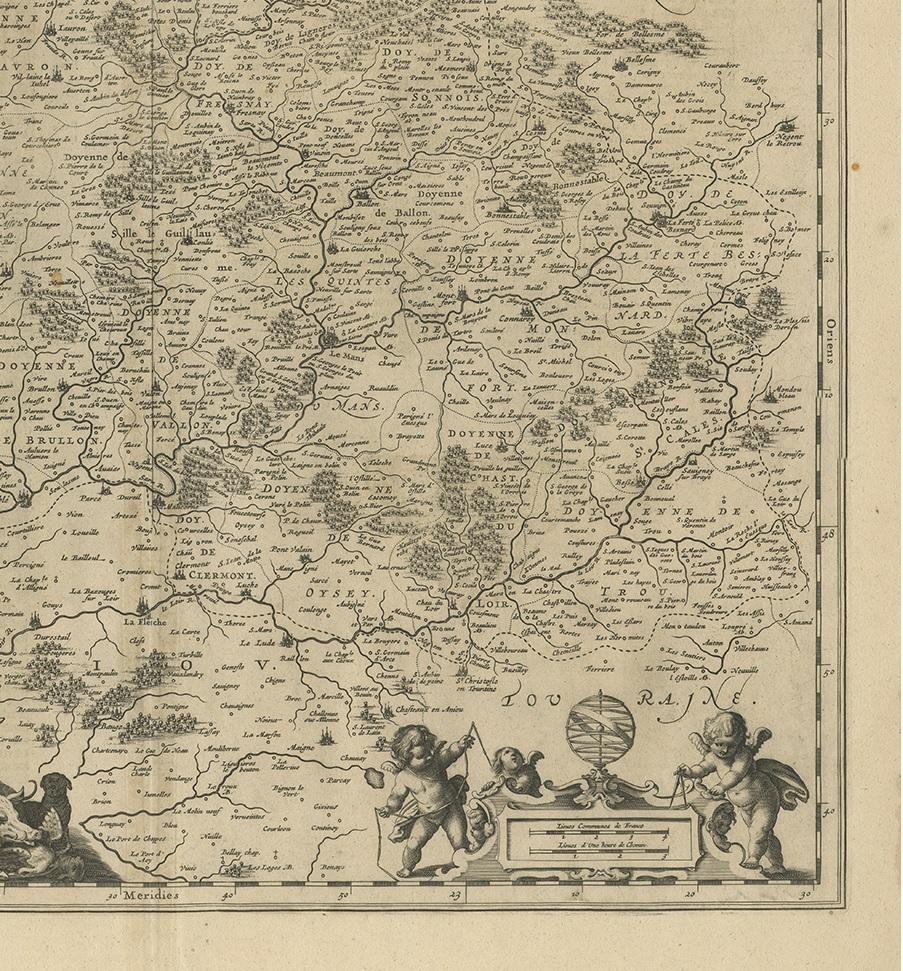 Antike Karte der Region von Maine von Janssonius:: um 1650 (17. Jahrhundert) im Angebot