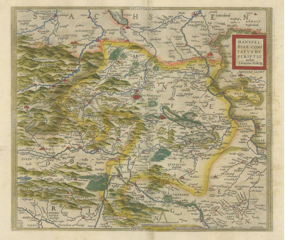Antique Map of the Region of Mansfeld, Saxony-Anhalt, Germany