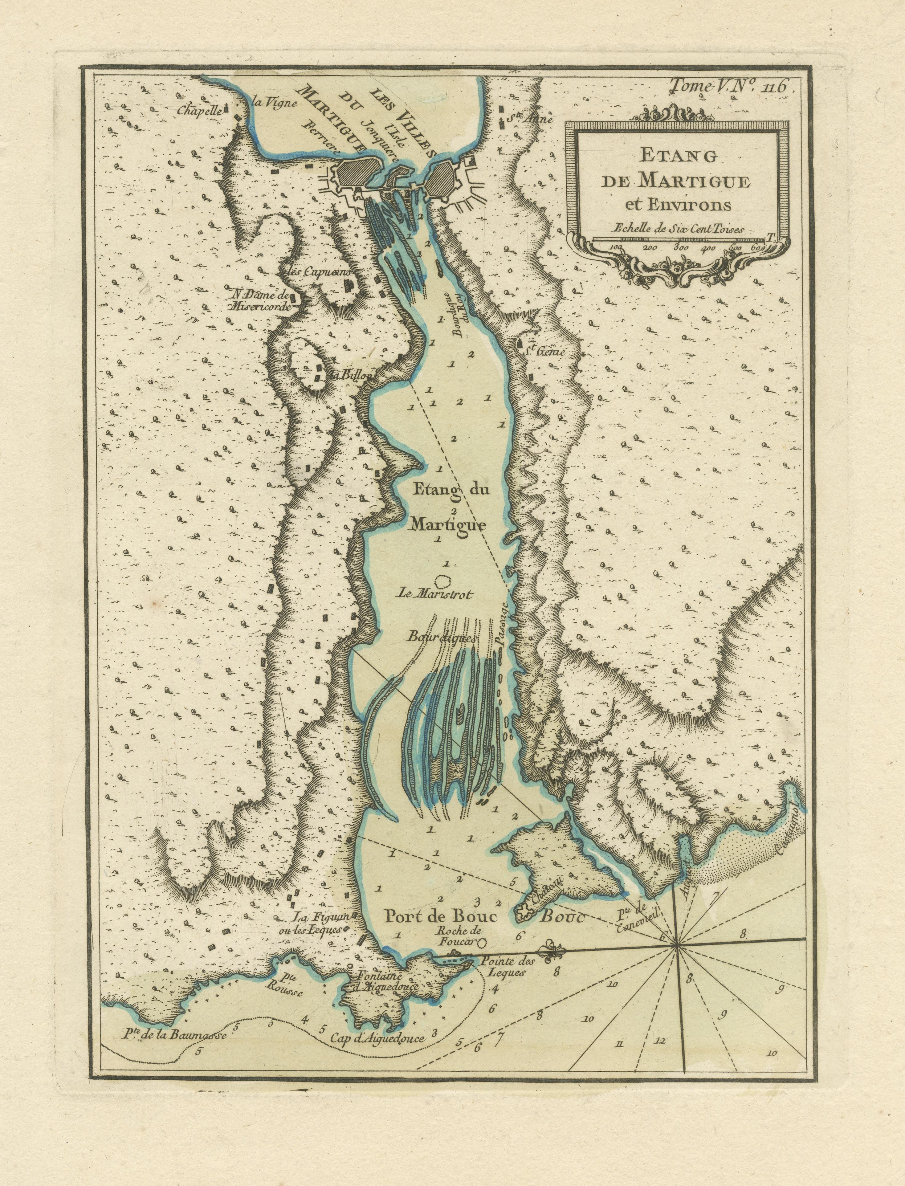 Antike Karte der Region Martigues, Frankreich im Zustand „Gut“ im Angebot in Langweer, NL