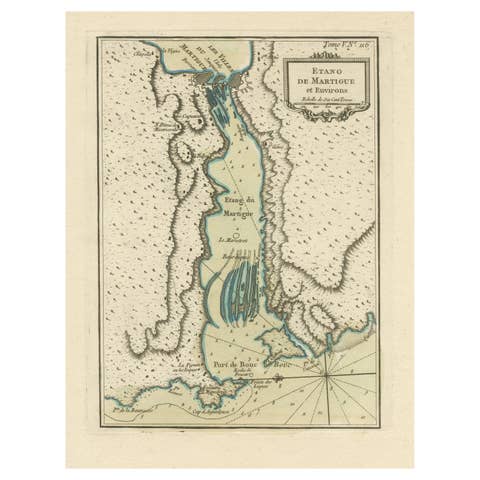 Antique Map of the Region of Martigues, France
