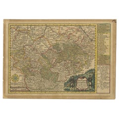 Antique Map of the Region of Meissen by Schreiber, 1749