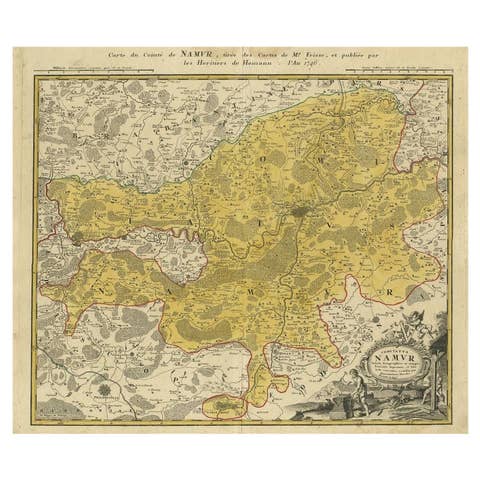 Antique Map of the Region of Namen by Homann, 1746
